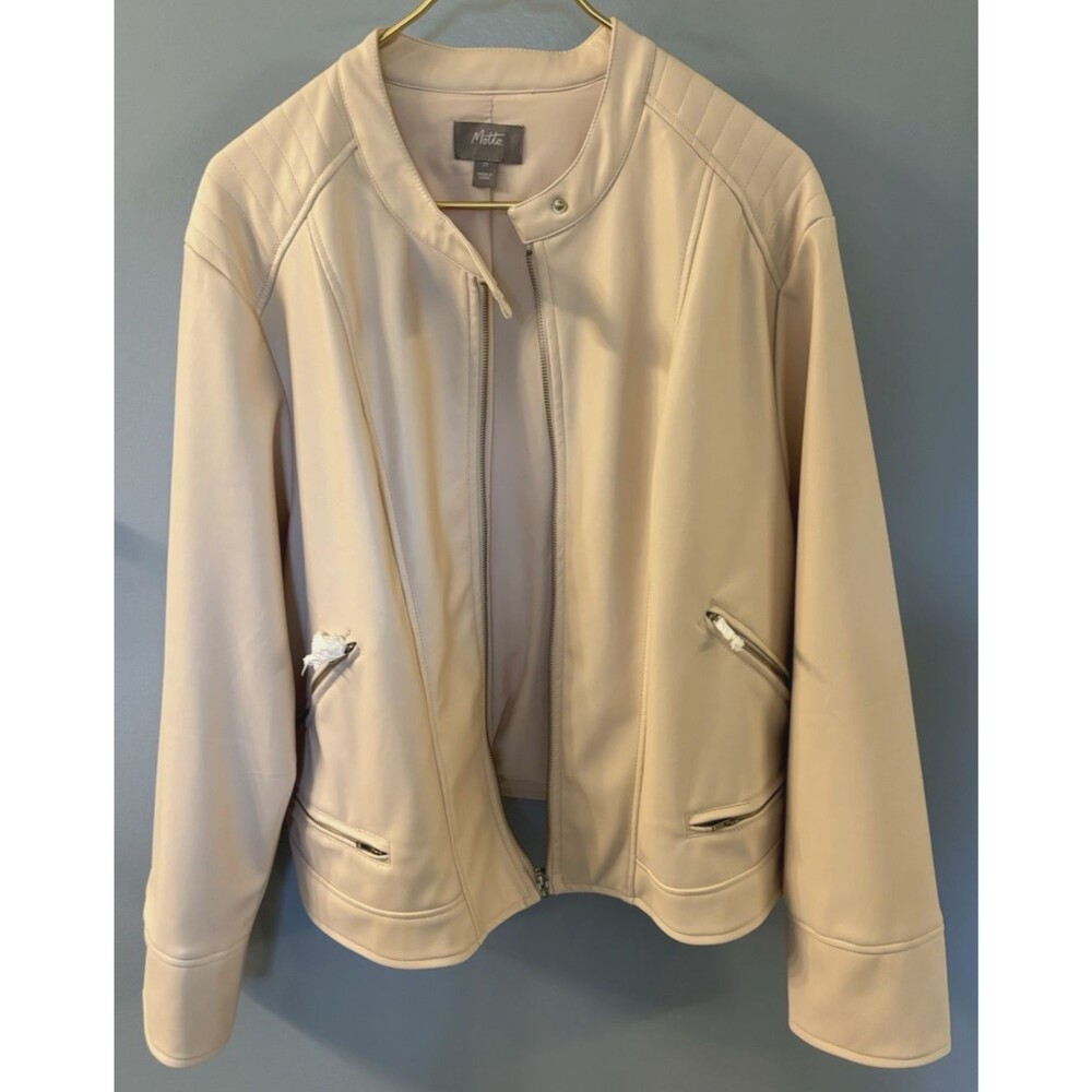 NWOT Motto Faux Leather Jacket Cream Color Size 2X - Picture 5 of 8